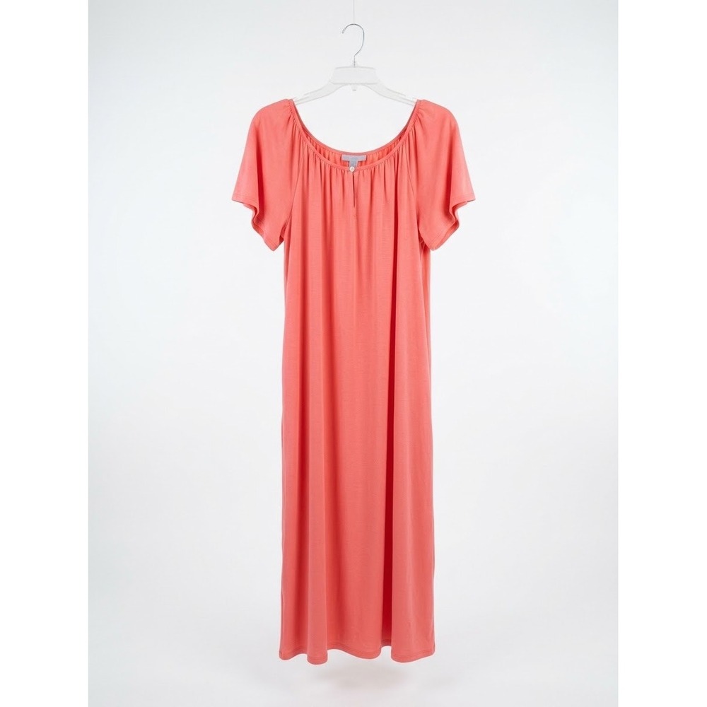Coral Maxi Nightgown Coquette Cottagecore Vintage Style Rosebud Sleep Gown L